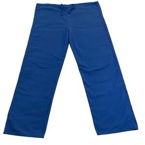 Landau Scrub Pants Blue Medium Petite Straight Leg Drawstring Pocket Poly Cotton